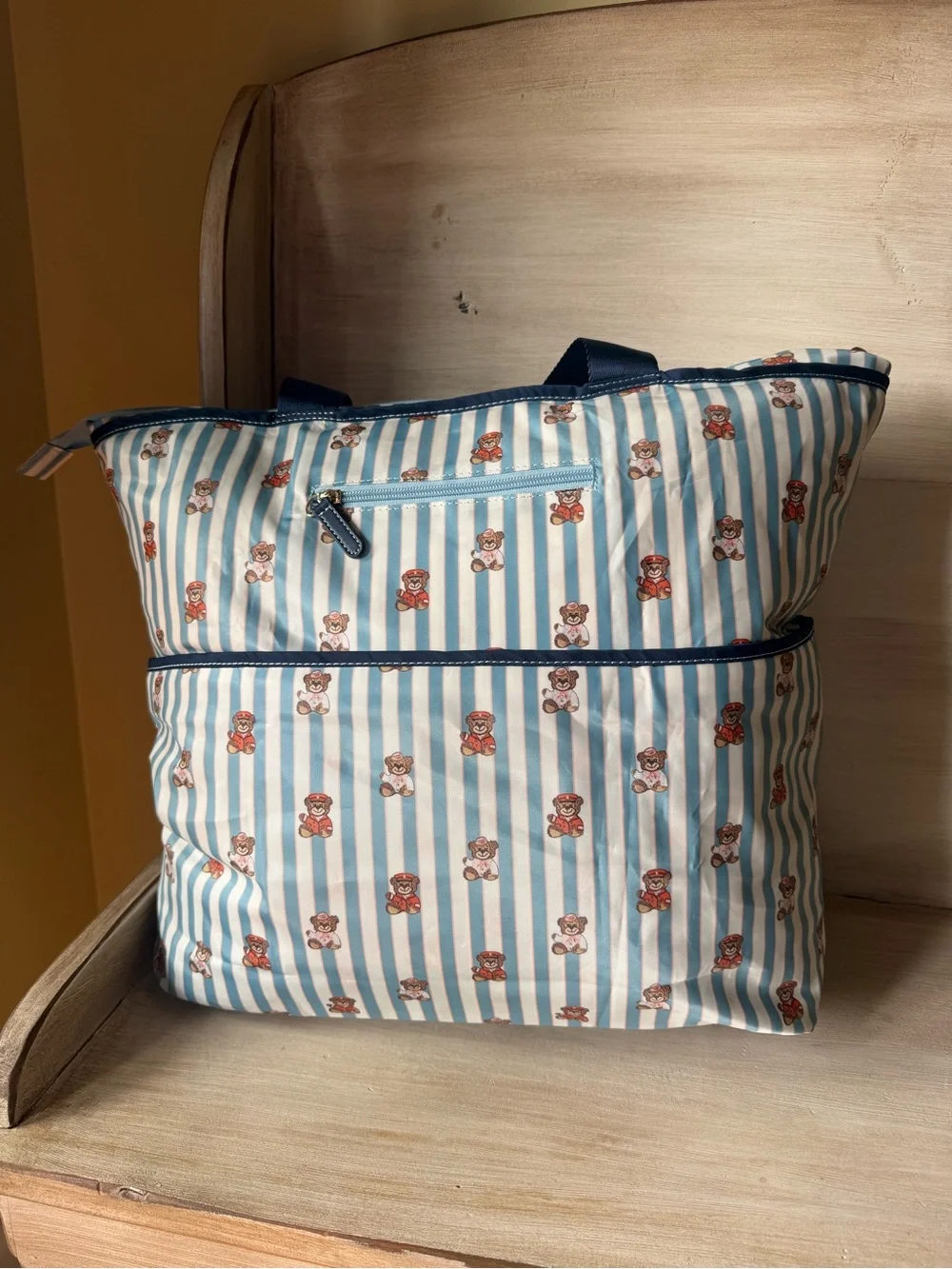 NWT Stoney Clover Lane Teddy Bear Striped Utility Tote